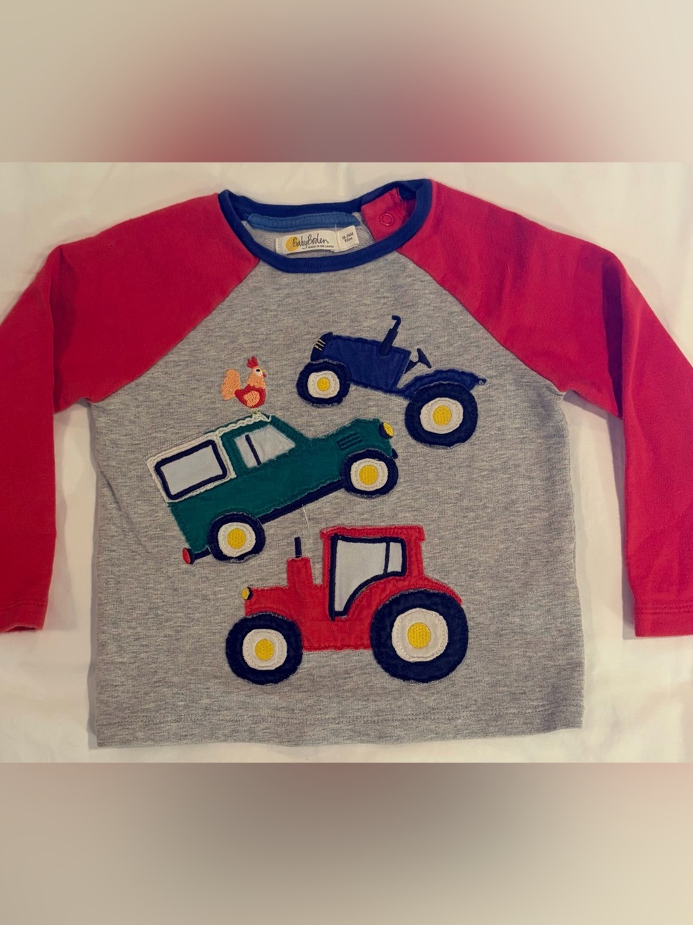Baby Boden 18-24M Tractor Farm Appliqué Raglan Long Sleeve Shirt EUC